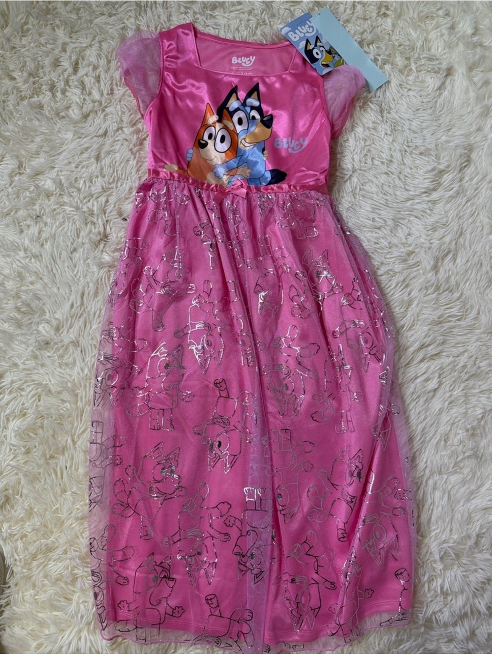Bluey Pink Girls' Character PJ Gown - Bluey Size Large 10/12